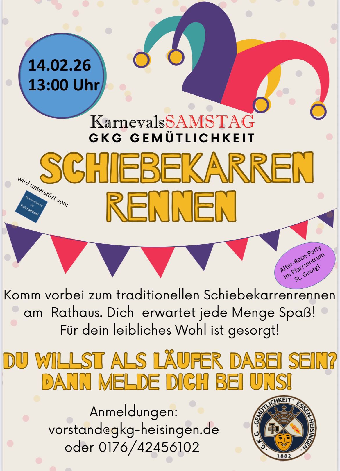 Anmeldung für das Schiebekarren-Rennen 2026